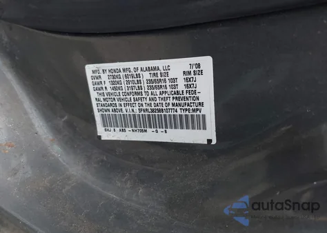 2008 Honda Odyssey Lx from USA, damaged, VIN 5FNRL38258B107774